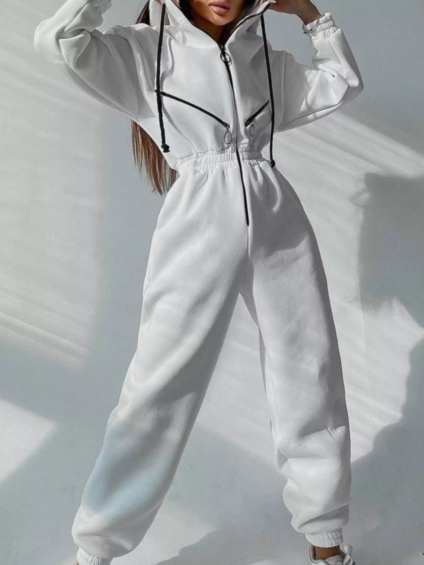 Hooded Zip-Up Long Sleeve Jumpsuit – FFONYX